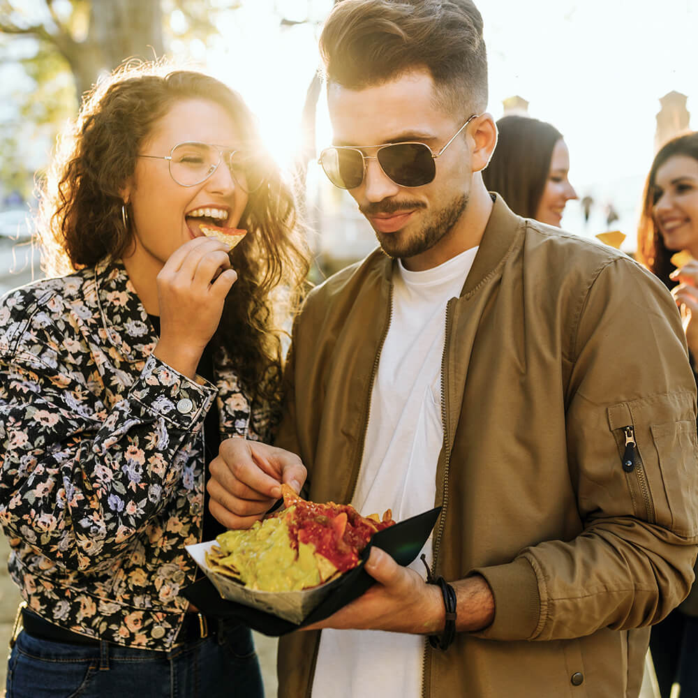 People eating tortillas